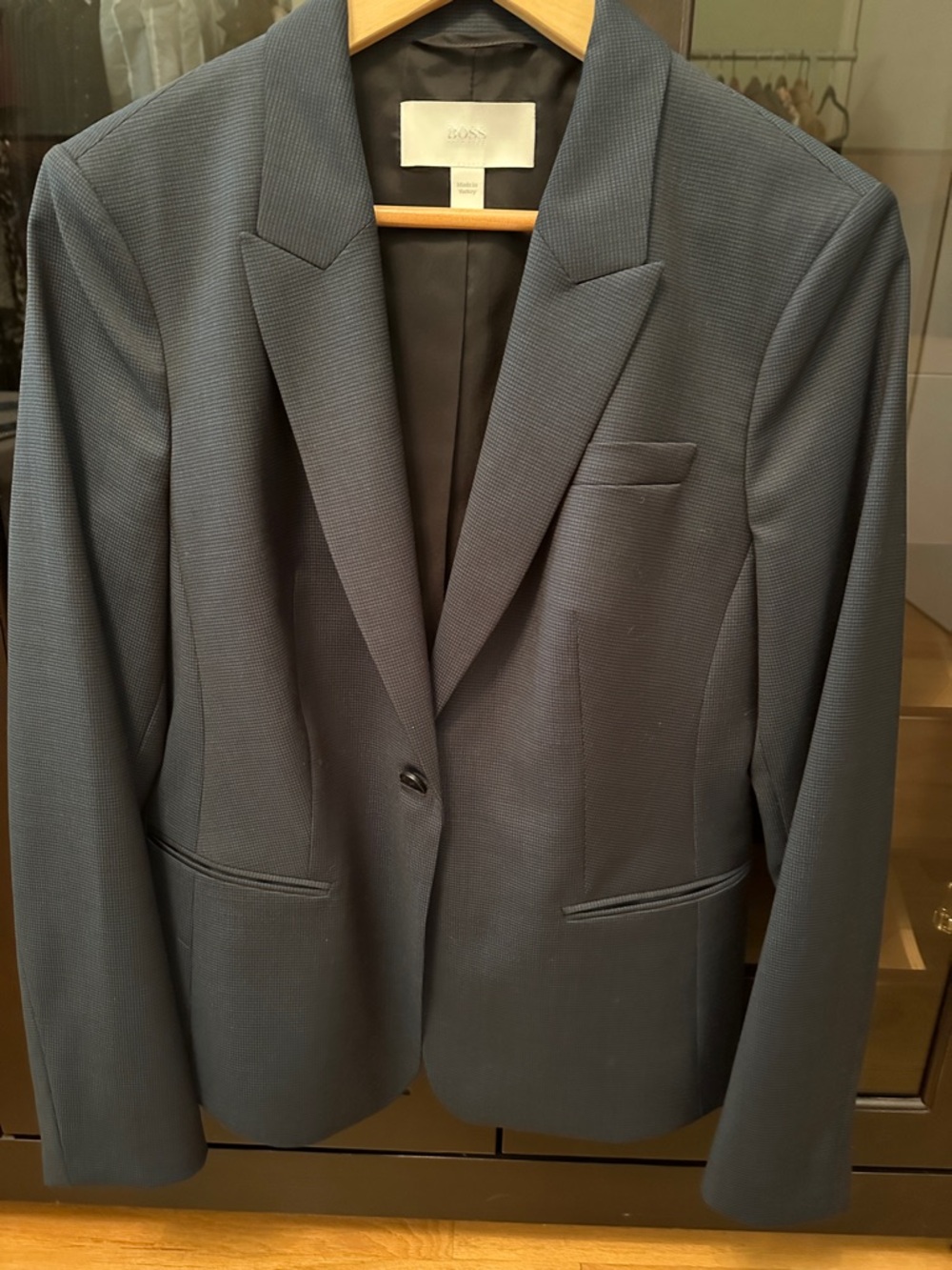 BOSS Dark Teal houndstooth Single-Button Blazer